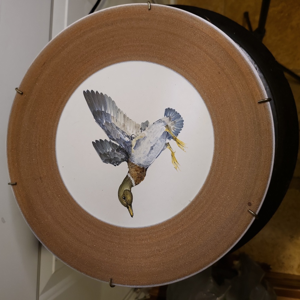 Guillot Curard Hand Painted Duck Mallard Porcelain Bisque Plate Wall Hanging - Picture 1 of 8